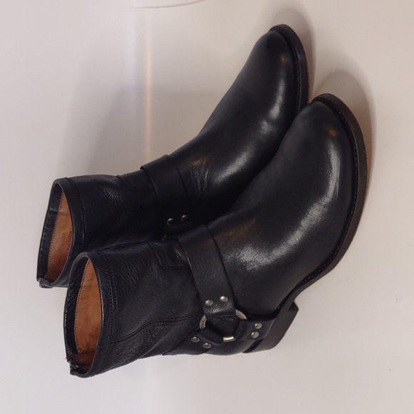 Frye Shoes - Frye Philip Black Leather Harness Boots Size 7.5 Side Buckle